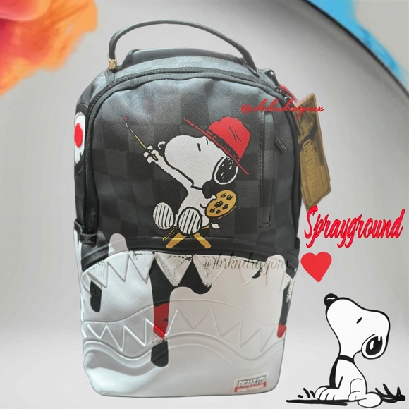 NWT Limited Edition Snoopy Peanuts Sprayground Backpack  Rae Black White - Picture 11 of 11